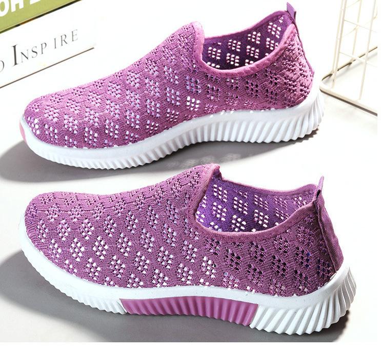 

2025 весна женские сетчатые модные туфли на плоской подошве, обувь для мамы, женская дышащая женская повседневная обувь, женская обувь, обувь на мягкой подошве 36