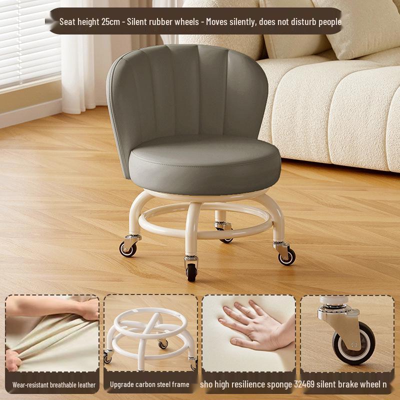 Children's Rotating Stool with Backrest and Silent Wheels