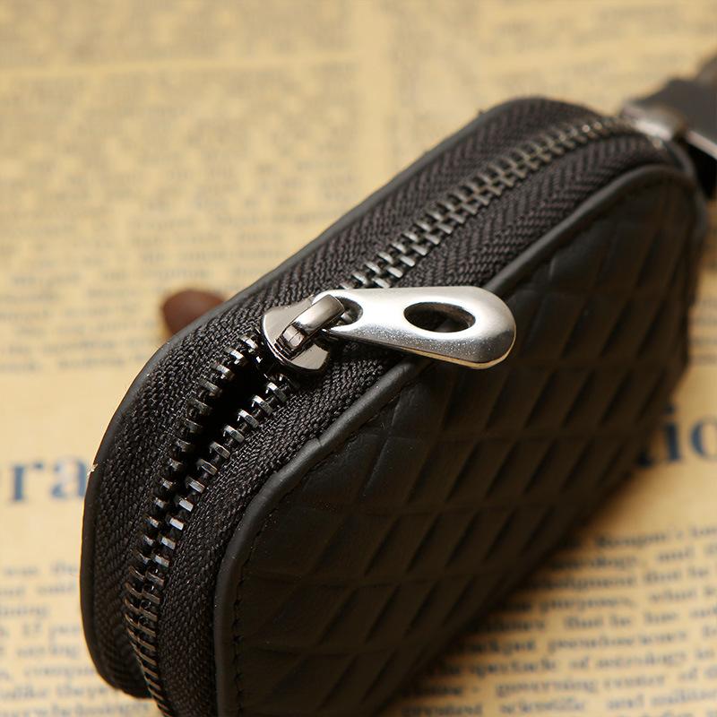 Leather Car Key Case Men Women Wallets Key Holder Housekeeper Covers Zipper Bag Keychain Cover for Keys Organizer Card Pouch