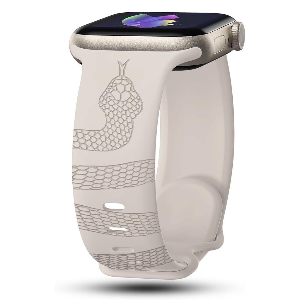 Korea Engraved Snake Silicone Band For Apple Watch 42mm 46mm 49mm 41 45 40 38 Band For Watch S10 9 8 7 Perfect Daily Wear Sport