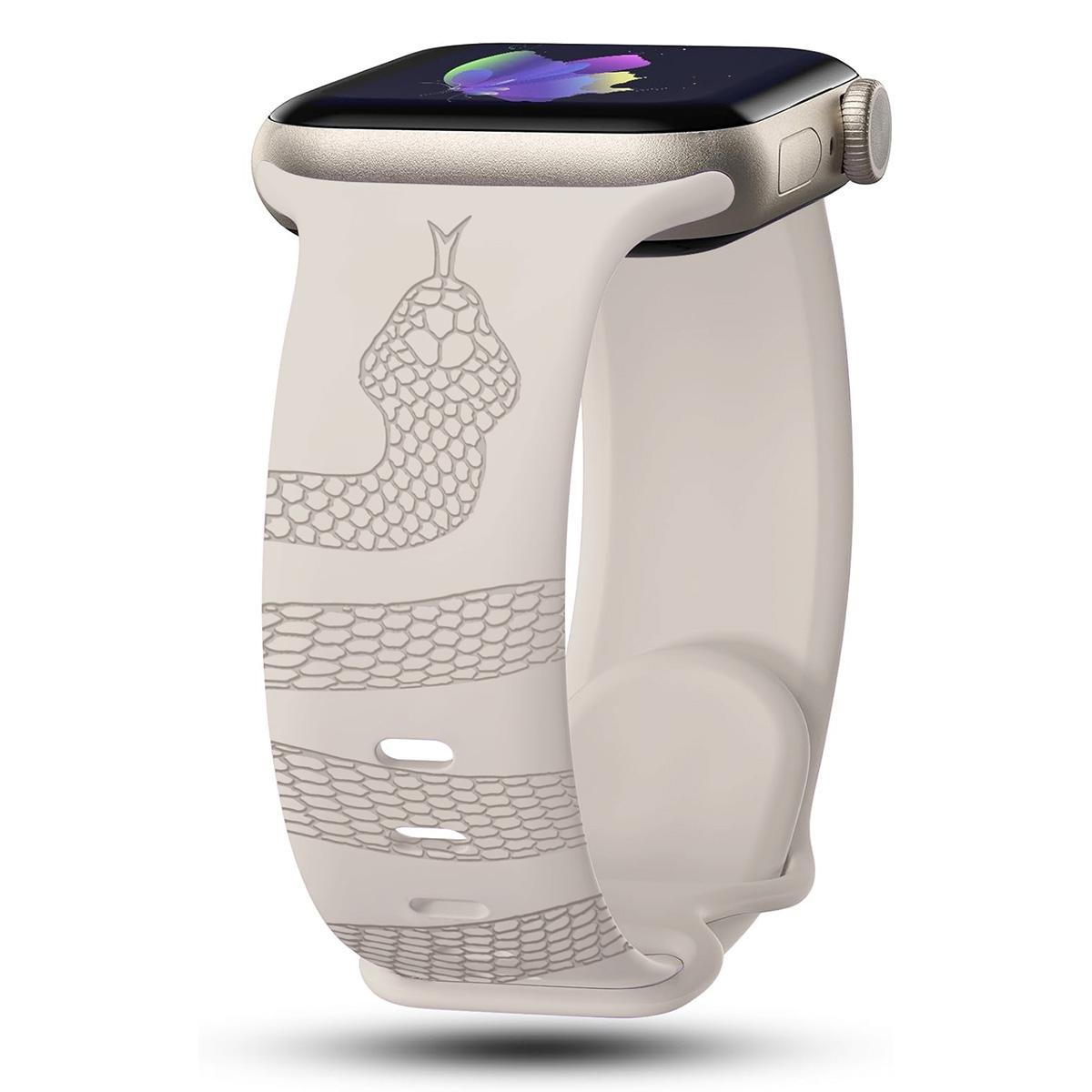 

Корея Гравированный Змея Силиконовый Ремешок Для Apple Watch 42мм 46мм 49мм 41 45 40 38 Ремешок Для Часов S10 9 8 7 Идеально Для Повседневной Носки Спорт for iwatch 10 46mm звезда