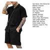 2Pcs/Set Men Casual Outfit Lapel Short Sleeve Shirt Elastic Waistband Drawstring Wide