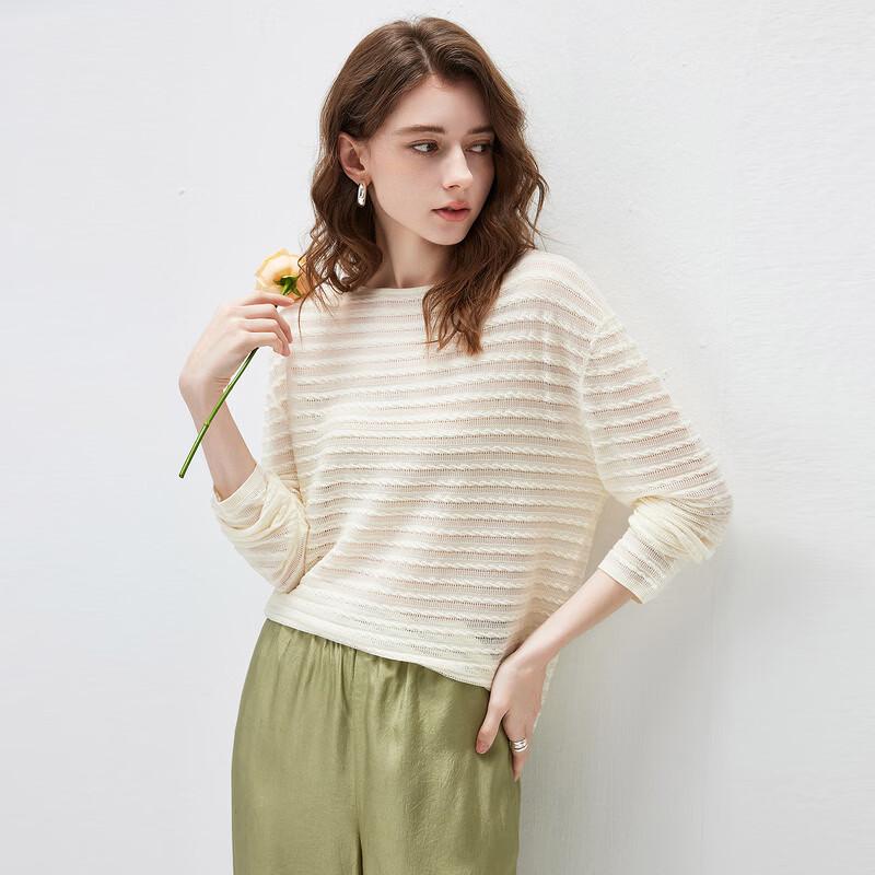 Kemengboka 2026 S/S Lyocell Tencel Knit Loose Long Sleeve Hollow T-Shirt