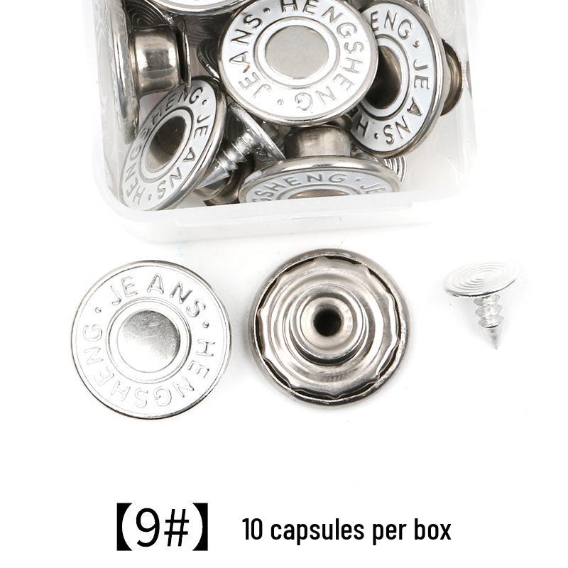Metal Tack Buttons for Denim Jackets, Overalls, and Clothing - Men's, Women's, and Children's Apparel.
