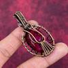 Evil Eye Faceted Kashmir Ruby Pendant Copper Wire Wrapped Gemstone Jewelry