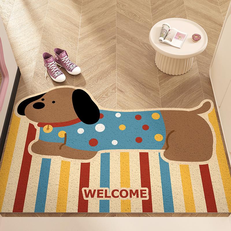 Cartoon Puppy Floor Mat, Door Mat, Silk Ring, Dirt-Resistant And Easy To Take Care Of, Foot Mat, Entrance Can Be Cut, Carpet Non-Slip Mat