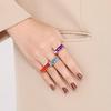 European-American Minimalist Gold Stainless Steel Multicolor Gemstone Ring for Women