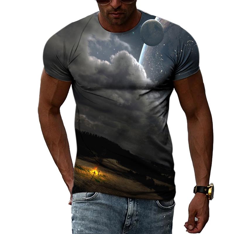 

Летняя мода, тренд, природный пейзаж, графические футболки для мужчин, повседневная футболка с принтом в виде пейзажа, 3D, с круглым вырезом и коротким рукавом L