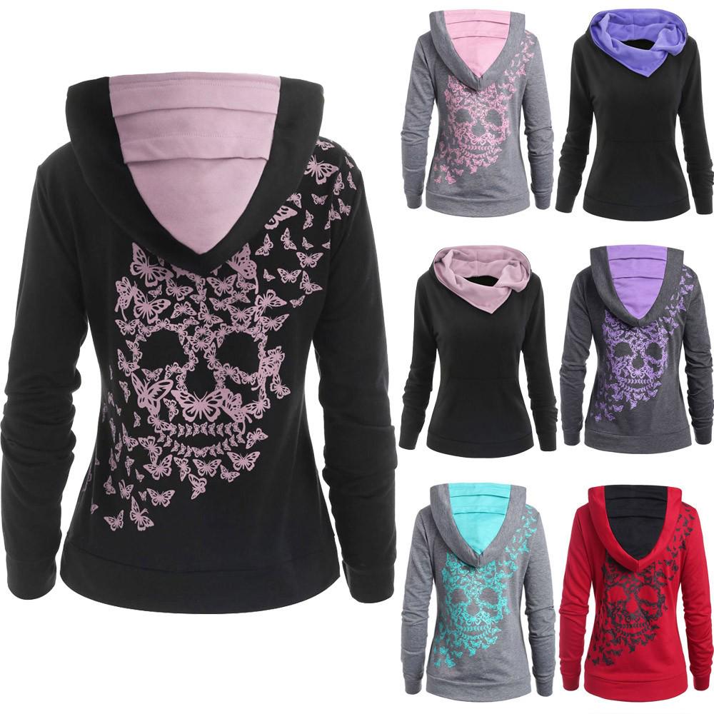 

Womens Fashion Butterflies Print Hoodie Pocket Hooded Sweatshirt
