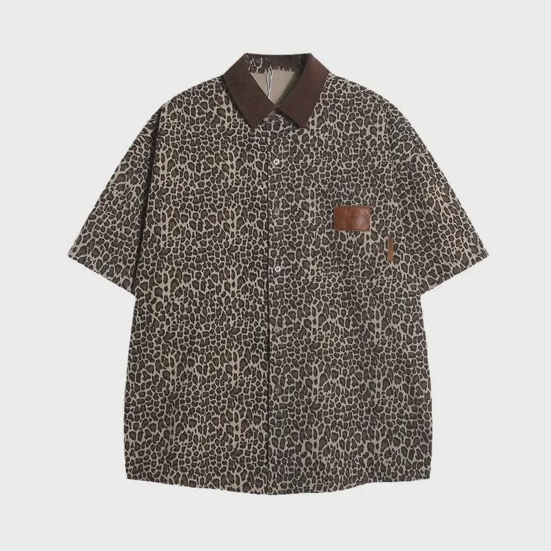 2026 Summer Unisex Retro Leopard Print Denim Polo Blazer