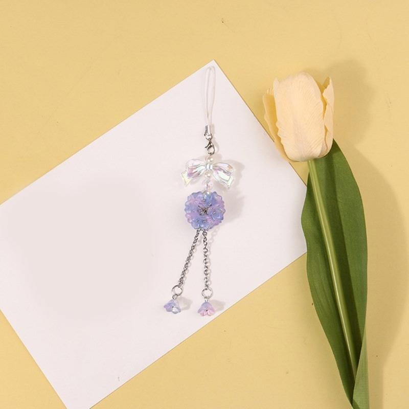 Fashionable Flower Cellphone Charm Butterfly Phone Chain Keyring Accessory Personalized Decoration for Women and Girls