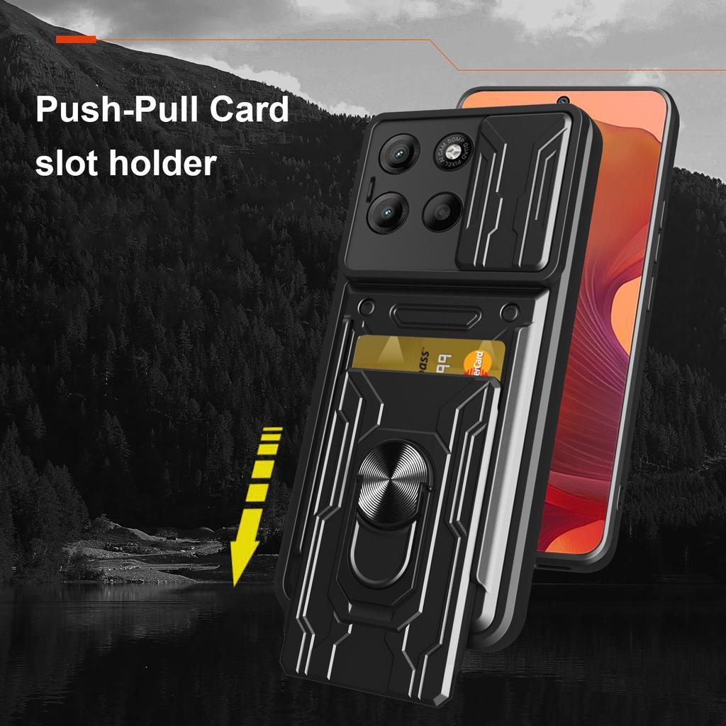For Motorola Moto G15 4G Case PC+TPU Kickstand Phone Back Cover with Camera Slider