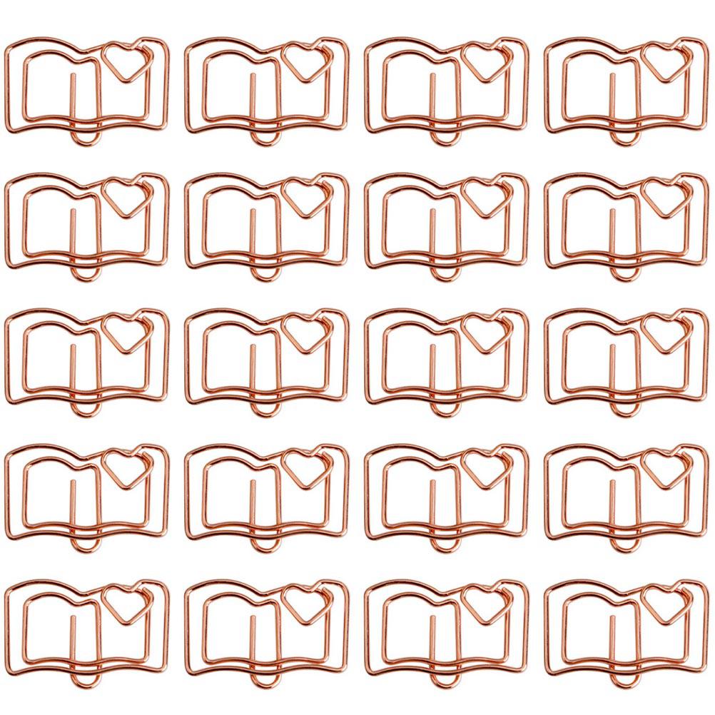 

20 шт. Золотистые зажимы для заметок в форме книги из нержавеющей стали, зажимы для записок, канцелярские принадлежности, скрепки, закладки, визитки, конверты золотистый