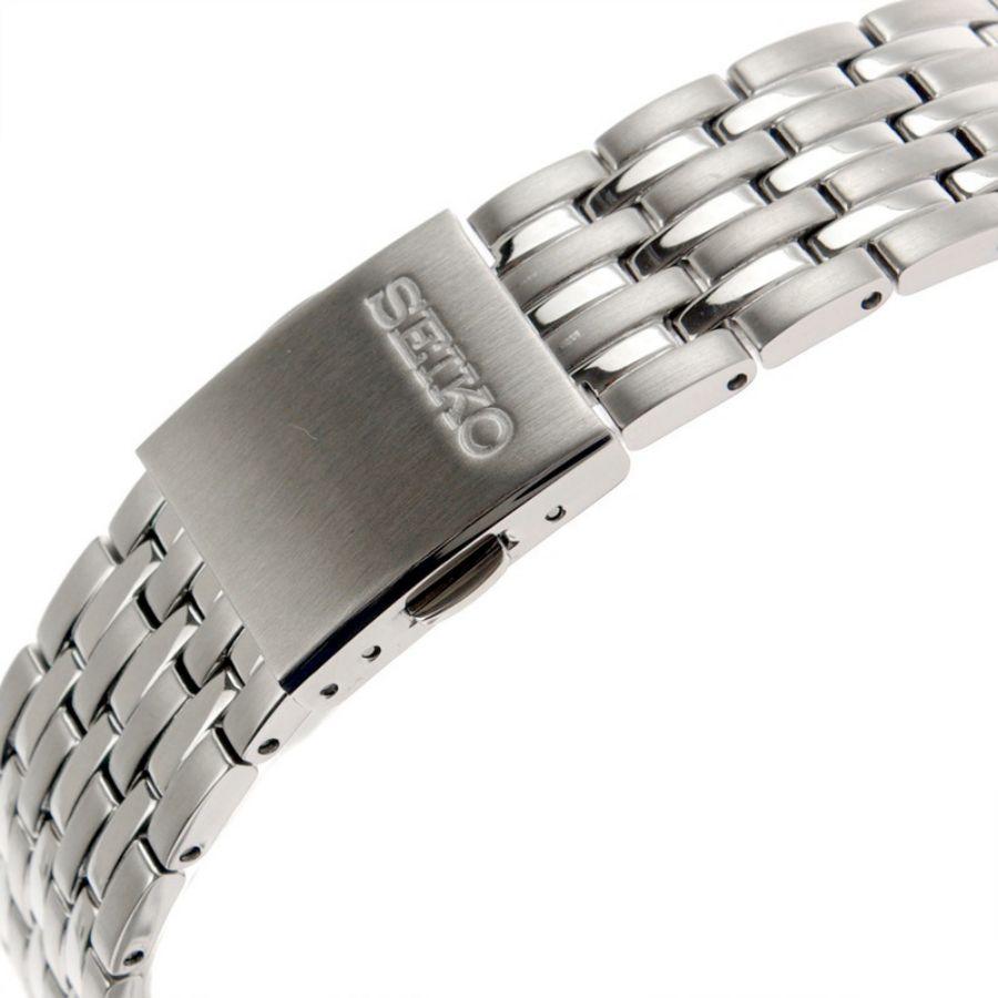 Men's Automatic Mechanical Watch - White Dial, Silver Stainless Steel Strap, Automatic Movement, Classic Gold Plated Bezel SRP118J1