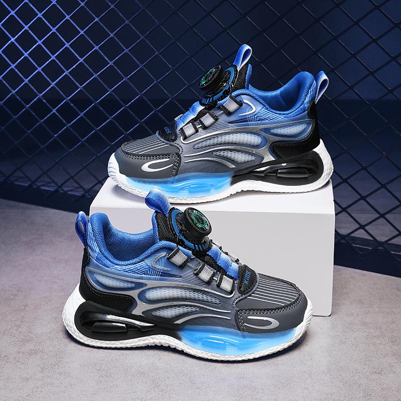 Foreign trade new four-season children's basketball shoes medium and old children's rotating buckle breathable mesh non-slip and wear-resistant act