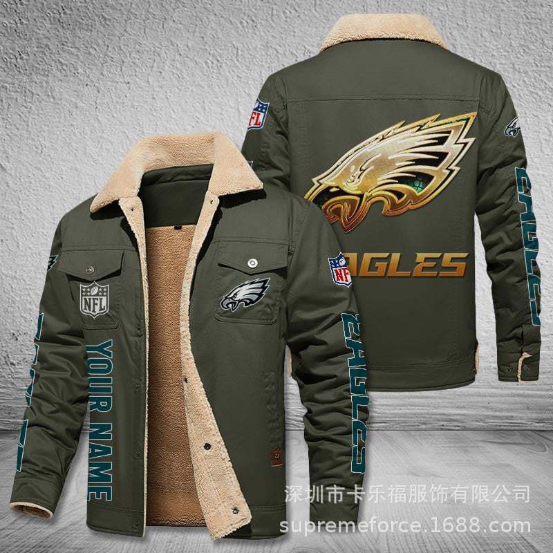 American football team football jersey Philadelphia Eagles jersey autumn and winter velvet cotton jersey sports jacket men's jacket