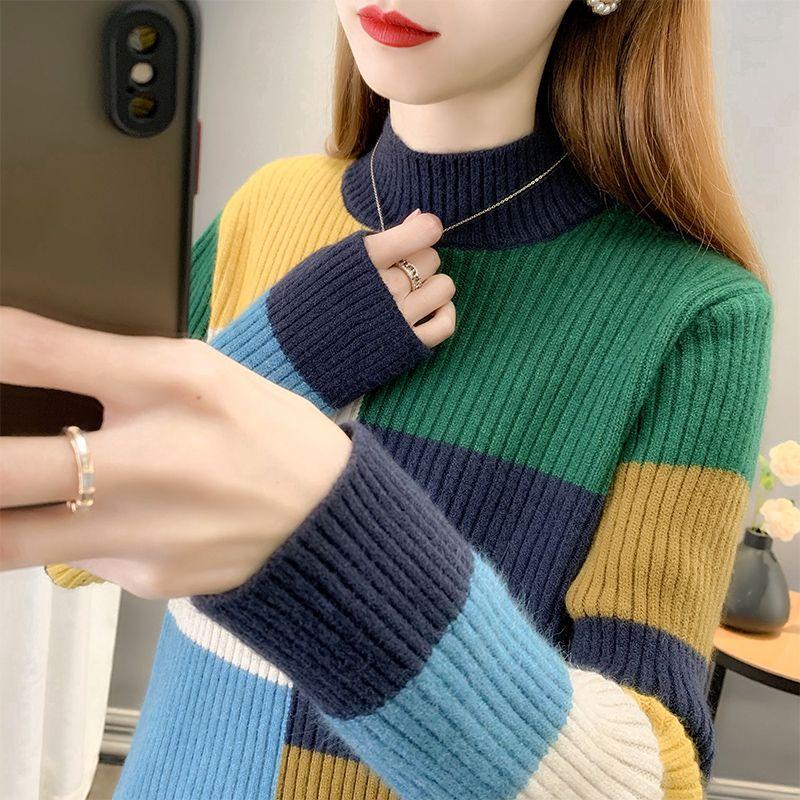 

Кашемировый стеганый свитер с полувырезом, женский свободный короткий вязаный свитер в западном стиле с нижней рубашкой осенью и зимой, новый стиль S