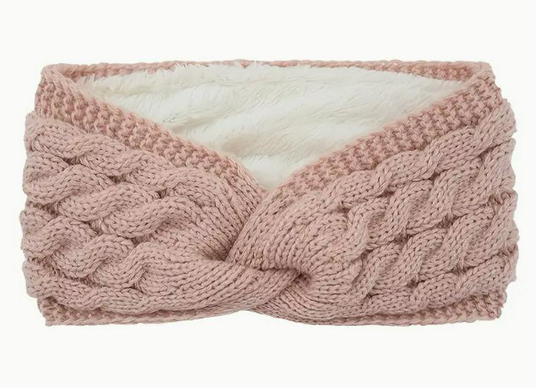 Europäisches & Amerikanisches Plüsch-Woll-Zopfmuster Stirnband - Warmer Gehörschutz für den Sport (Herbst Winter) One Size white