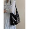 Vintage Schwarze Kette Damen Tragetaschen Mode Einfache Pendler Schulter Umhängetaschen Lässige Handtaschen mit großer Kapazität für Frauen
