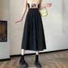 Spring 2025 High-Waist Pleated A-Line Midi Skirt for Women