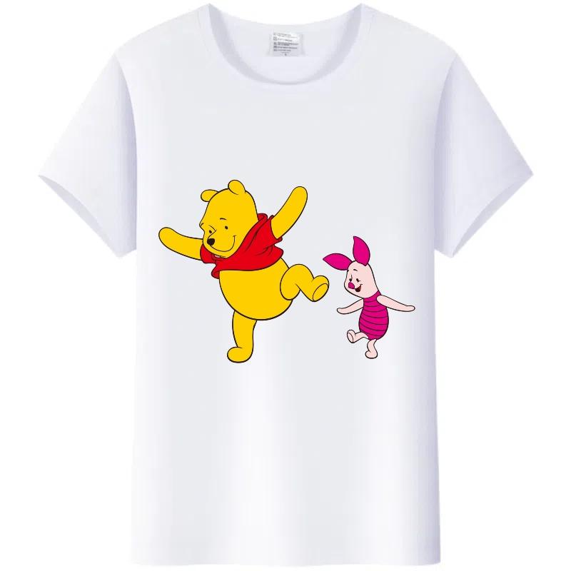 Y2K Tshirt Kawaii Clothes Tops Unisex Cartoon Winnie The Pooh Tigger Graphic T-shirt Summer Blouses White Tees