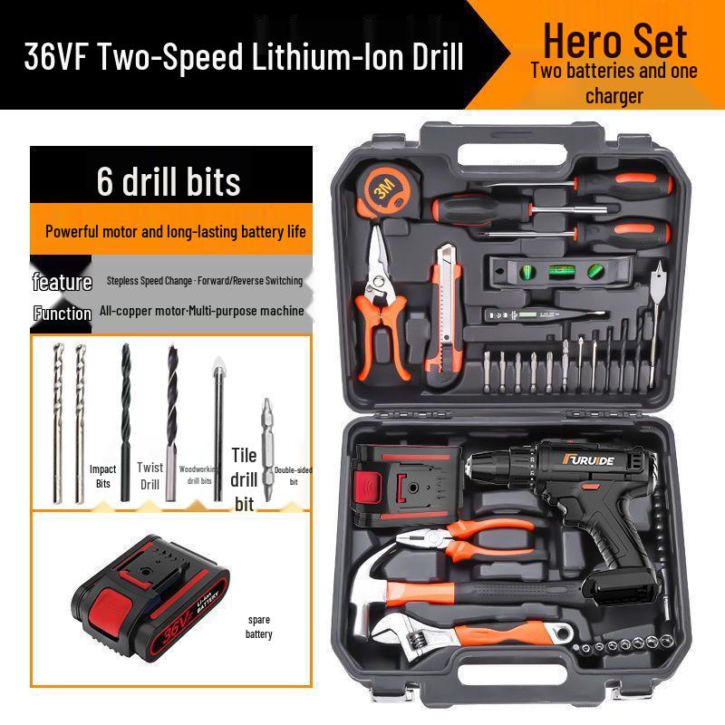Electric Drill & Multi-Tool Set for Household and Woodworking Repairs.
