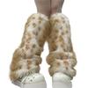Ghette Stivali Svasati Pelose Morbide, Polsini Scaldamuscoli per Donne, Fantasia Leopardo Vintage, Coprigambe in Peluche, Calzini Lunghi a Tubo