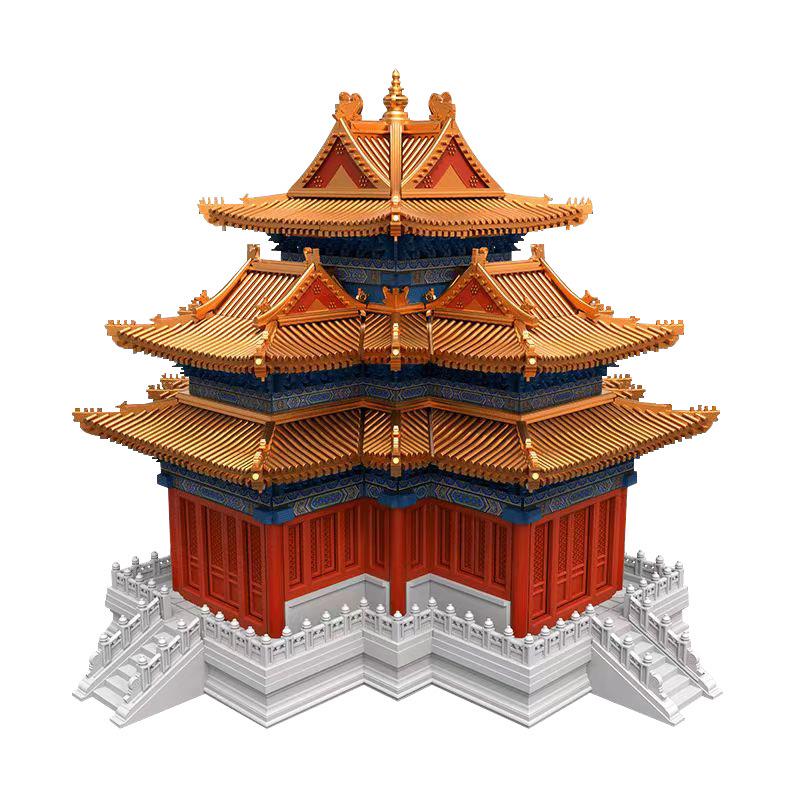 Forbidden City Corner Tower Building Blocks: Giant Mortise and Tenon Ancient Architecture Model