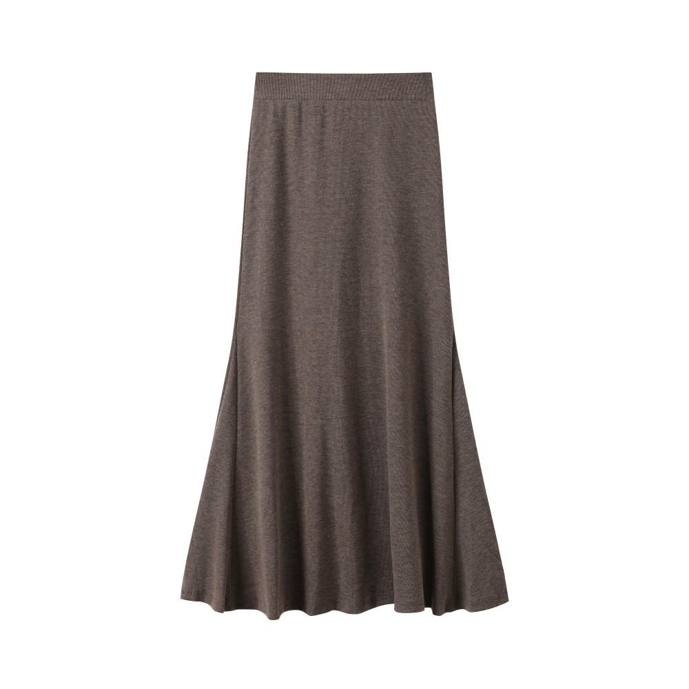 Lenistwo Styl Spódnica Syrenka Kobiety Jesień Zima Wszechstronna Wysoki Stan Wyszczuplająca Drapowana A-Linia Bodycon Midi