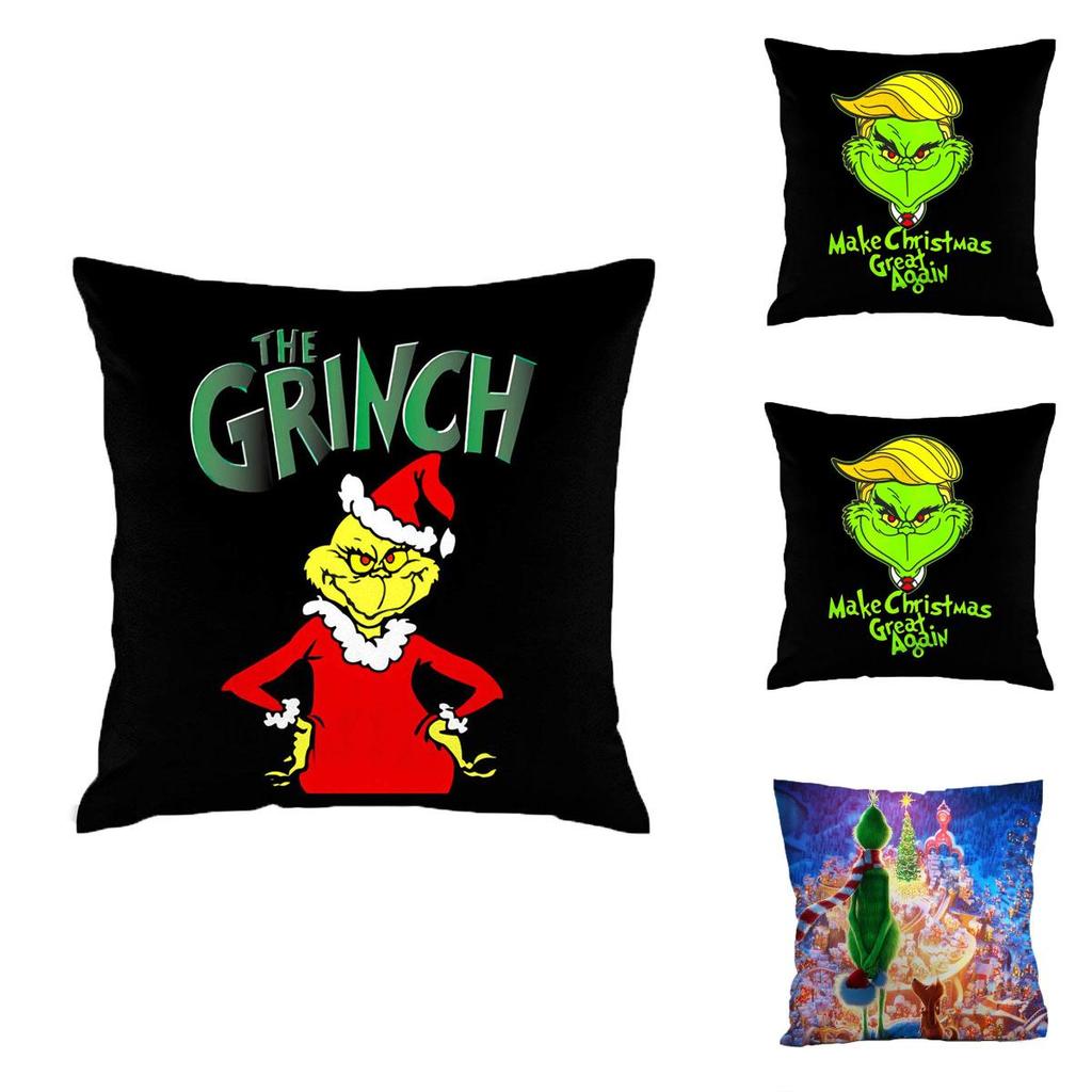 Cozy Grinch 3d Printing Christmas Pillow Case In Super Soft Peach Skin For Festive Sofa Decor