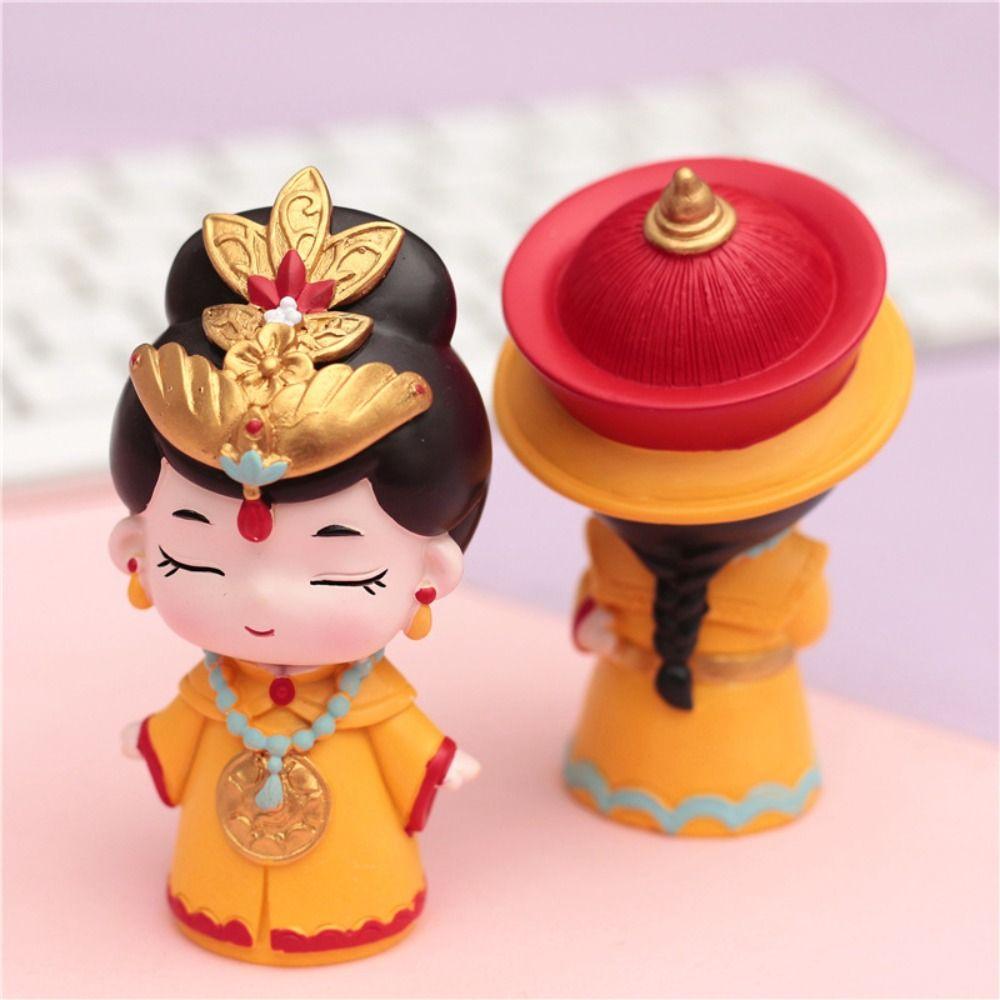 Chinese Style Ancient Doll Emperor and Empress Traditional Crafts Resin Queen Ornament Toddlers