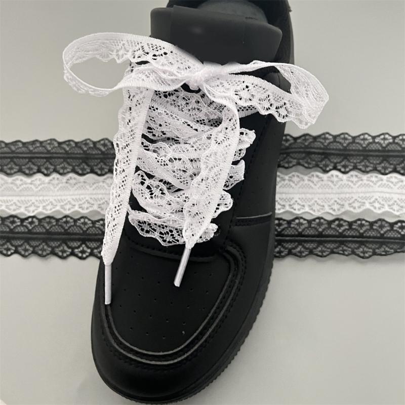 1 Paar Elegante Spitzen-Schnürsenkel für Damen und Mädchen Freizeitschuhe Sneaker 3 cm Breit Flache Schnürsenkel Ersatz