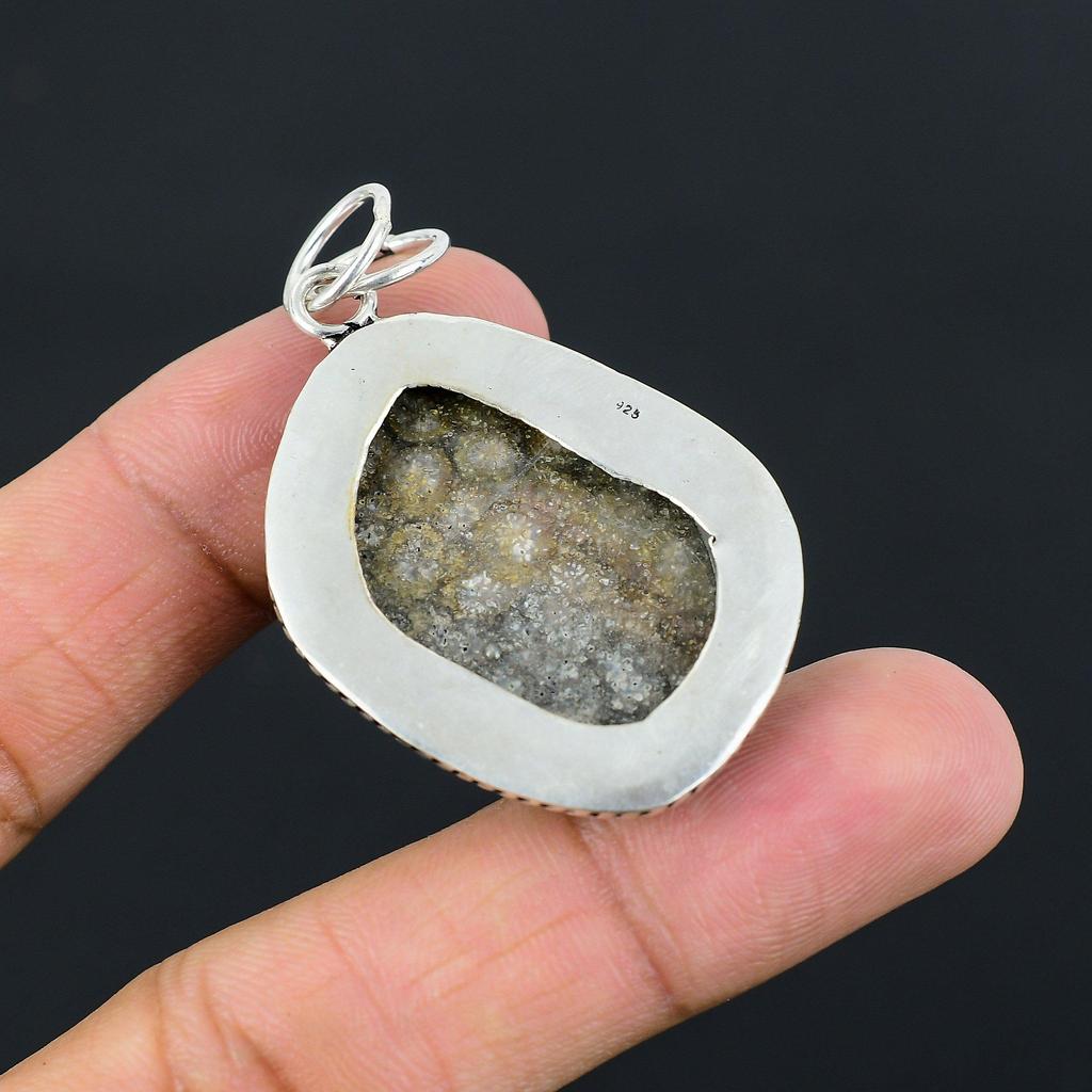 Daughters Day Sale 925 Silver Fossil Coral Gemstone Sister Anniversary Pendant