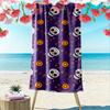 Zucker Totenkopf & Blumenmuster Lila Strandtuch schnelltrocknend für Reisen Outdoor-Sportarten Joggen Strand und Schwimmen