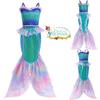 Girls Mermaid Cosplay Swimwear Set With Lace Splice And Halter Neck Skirt
