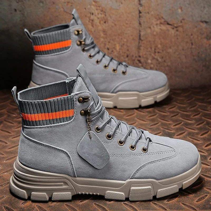 Winter Rhubarb Boots Martin Boots High-top Board Shoes Men's Work Shoes Versatile Casual Warm Cotton Shoes Tooling Shoes