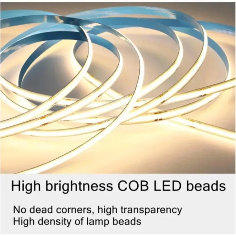 COB LED Strip Light DC12V 24V 16.4ft High Density Flexible Tape Ribbon 3000 4000K 6000K RA90 Led Lights Lighting 528 LEDs/m