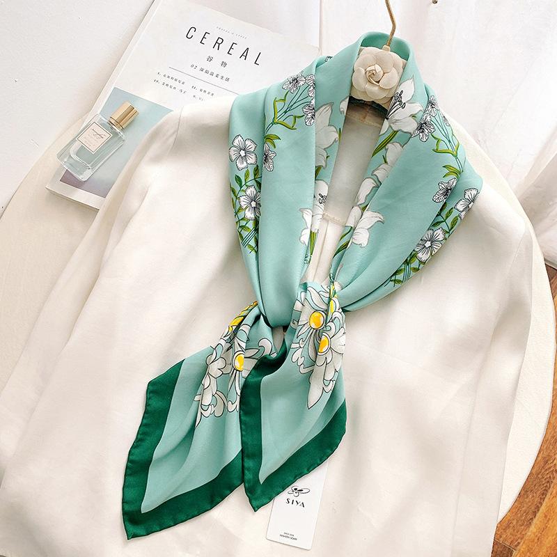 Summer new ink painter hand curling 91 square scarves in stock simulated silk twill temperament shawl manufacturer