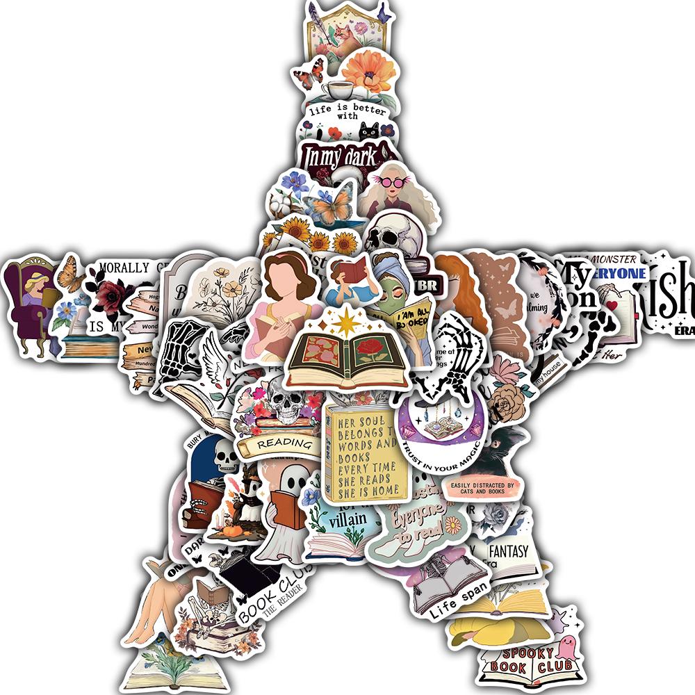 

50PCS Cute Bookish Sticker Graffiti Aesthetic Laptop DIY Luggage Guitars Scrapbook Phone Bicycle Graffiti Scrapbook Decals