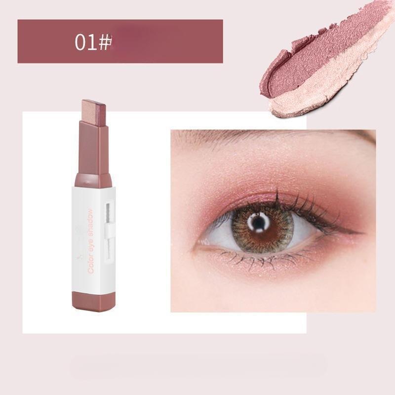 New 2 In 1 Velvet Eye Shadow Stick Lazy Eyes Make Up Double Gradient Professional Waterproof Shimmer Metallic Eyeshadow Women