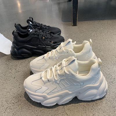 Black Dad Shoes, Women's Comfortable, Korean Version, Versatile, Thick Soled Single Shoes, Spring and Autumn Student Sports Shoes