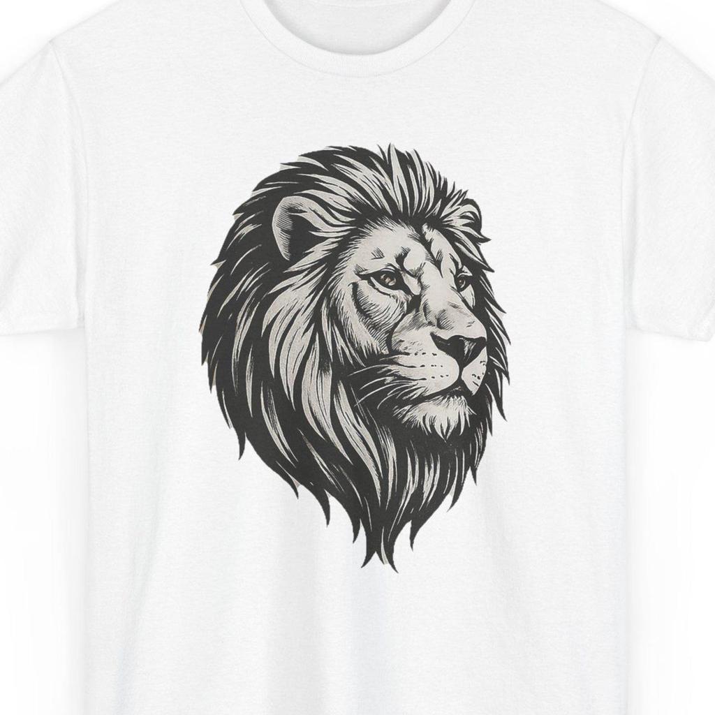 Unisex Lion Head T-Shirt, Bold Black & White Graphic Tee | Minimalist Animal Design Shirt | Gift for Men, Women, Wildlife Lovers