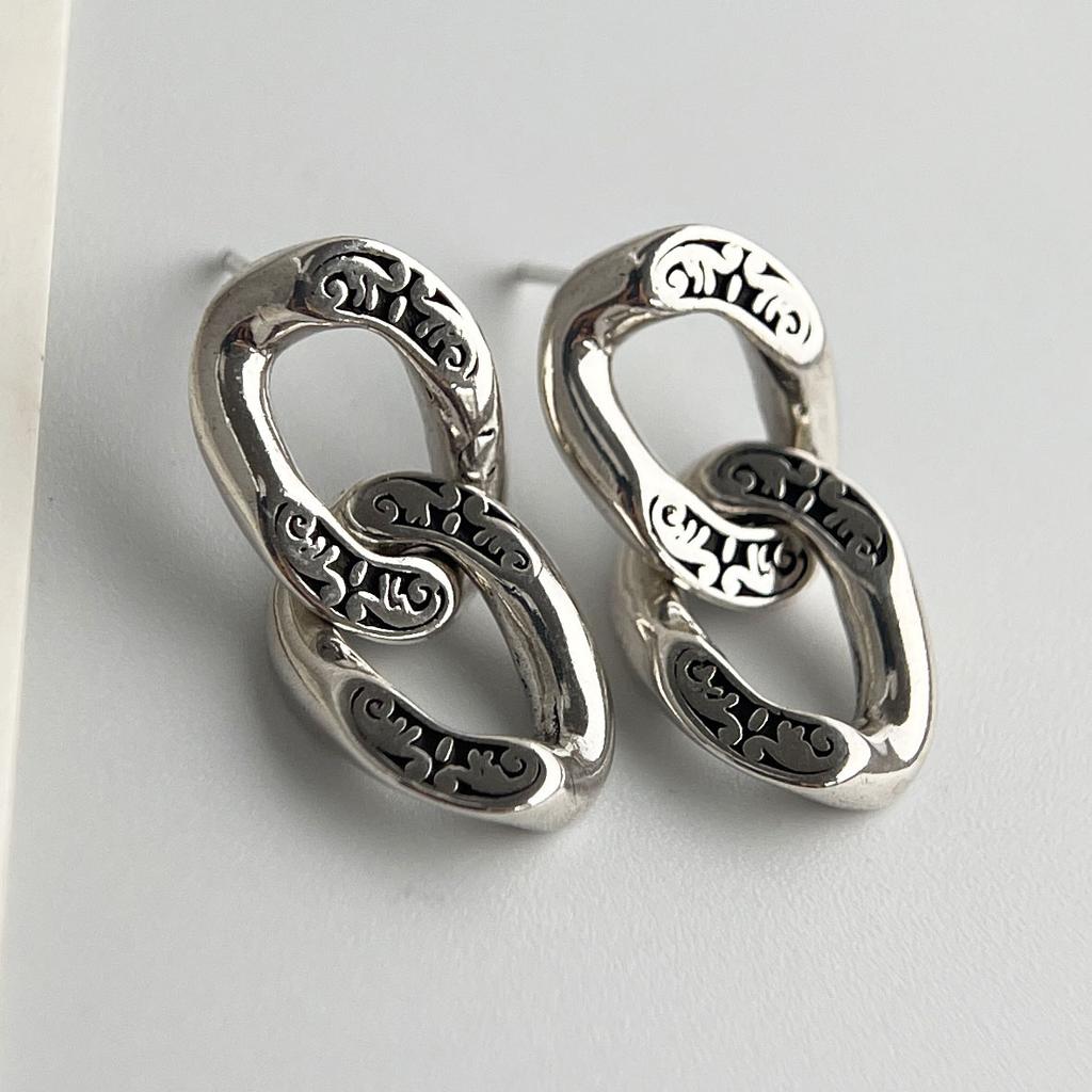 925 Sterling Silver Vintage Earrings For Women Trendy Simple Retro Chain Earring Jewelry Prevent Allergy Party Accessories Gift