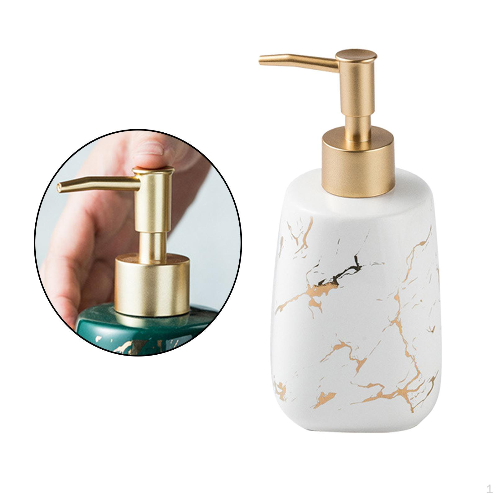 

Ceramic Soap Dispenser Bath Lotion Pump Hand Shower Gel Marbling Shampoo Bathroom Kitchen 350ml White-350ml_6.8cmx17.2cm