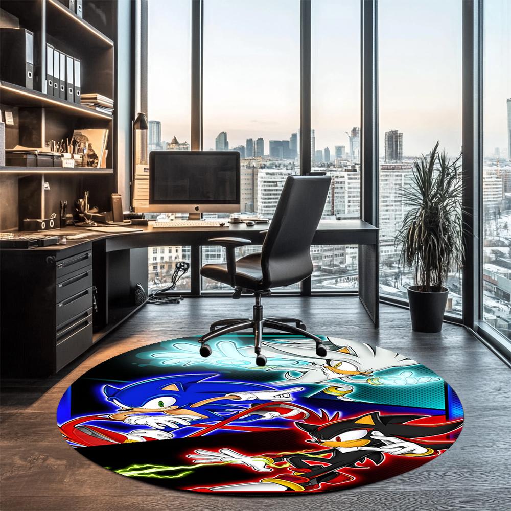 Runder Sonic-Teppich Teppich Stuhlteppich Bereichsteppich Eingang Fußmatten, für Bürostuhl Wohnzimmer Schlafzimmer Küche.