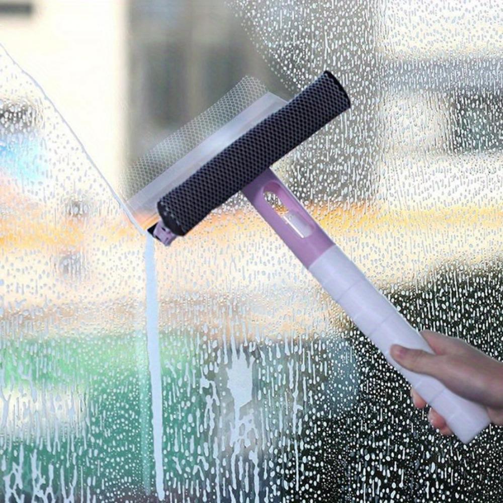 1pc 3-in-1 Window Cleaning Brush with Spray Scraper - Dual-Sided Glass & Surface Scrubber, Water-Sprayable for Effortless Cleaning In Bathroom