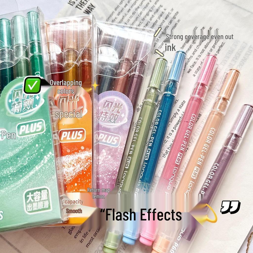 Blue Fruit Glitter Pen & Cartoon Artist Retro Paintbrush - DIY Color Journal for Students