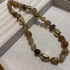 Maillard Retro Handmade Hair Crystal Brown Natural Stone Beaded Necklace Women'S Non-Fading Agate Necklace