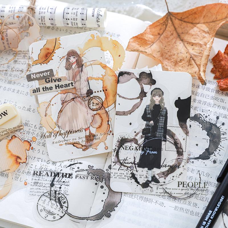 30pcs Kawaii Stationery Sticker Notebook Background Deep Trace Series Sticker DIY Decoration For Phone Case Computer Diary Cup