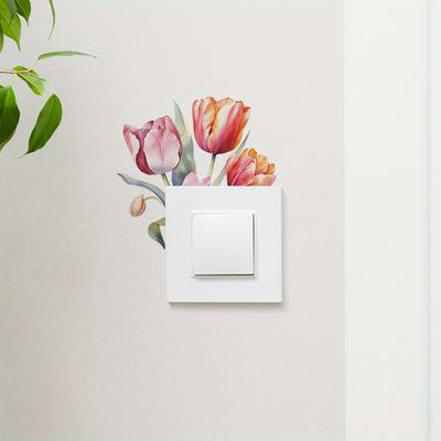 Romantic Spring Aesthetic Branch Bird Pattern Light Switch Sticker for Bathroom Bedroom Living Room, Removable Adhesive Wall Decal, Home Decor